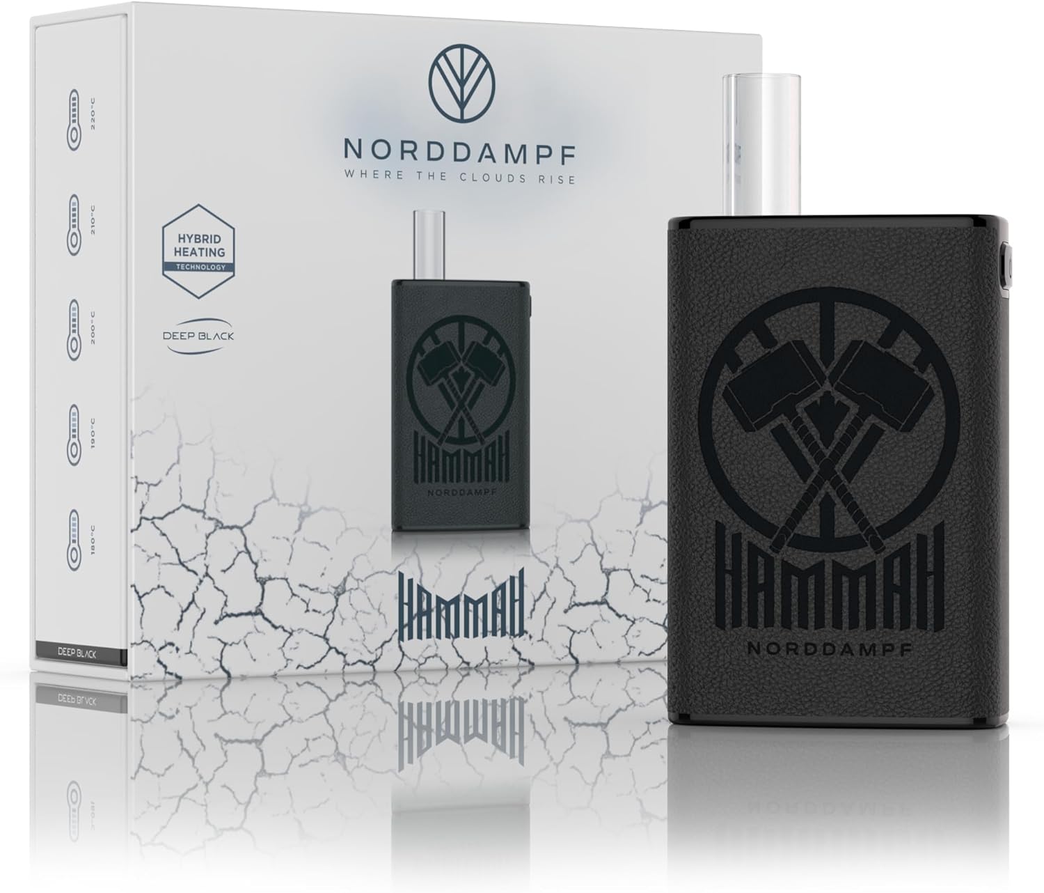 NORDDAMPF HAMMAH Kräuter-Vaporizer Deep Black mit Hybrid-Heizung und Kunstleder-Griff