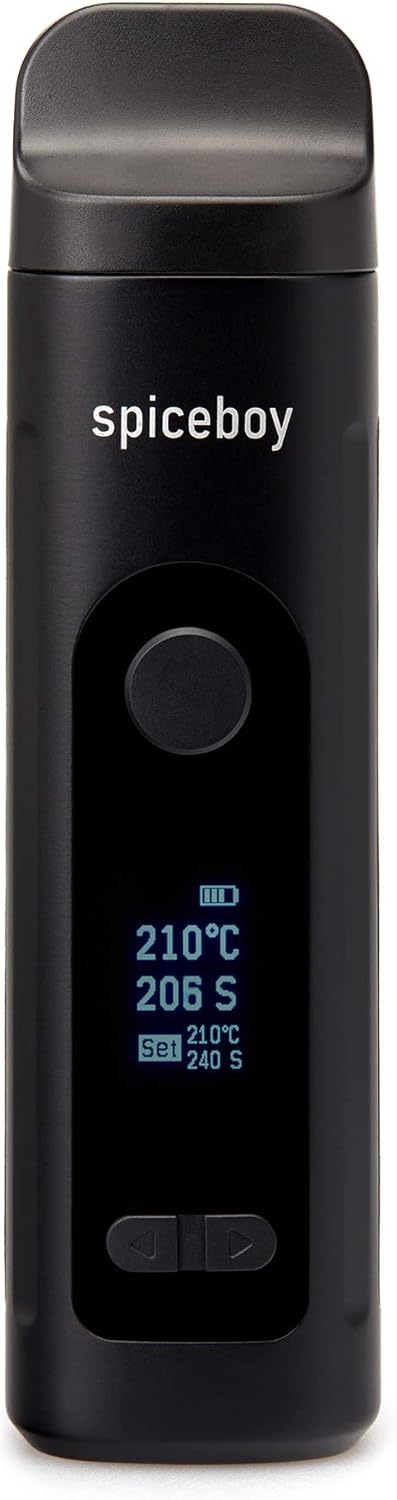 SPICEBOY Kräuter-Vaporizer Schwarz mit OLED Flip Display und Dual Heat